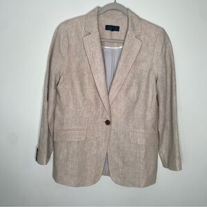 NWOT Talbots 100% Linen Boxy Blazer Jacket Tan Sz 10